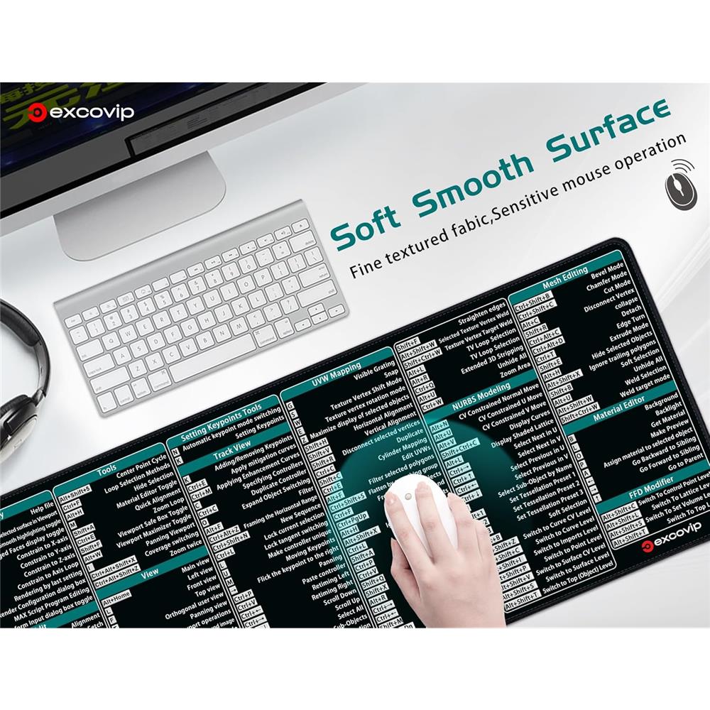 3D Studio Max Shortcuts Mauspad XXL für 3D-Modellierung Lernen - padlys.