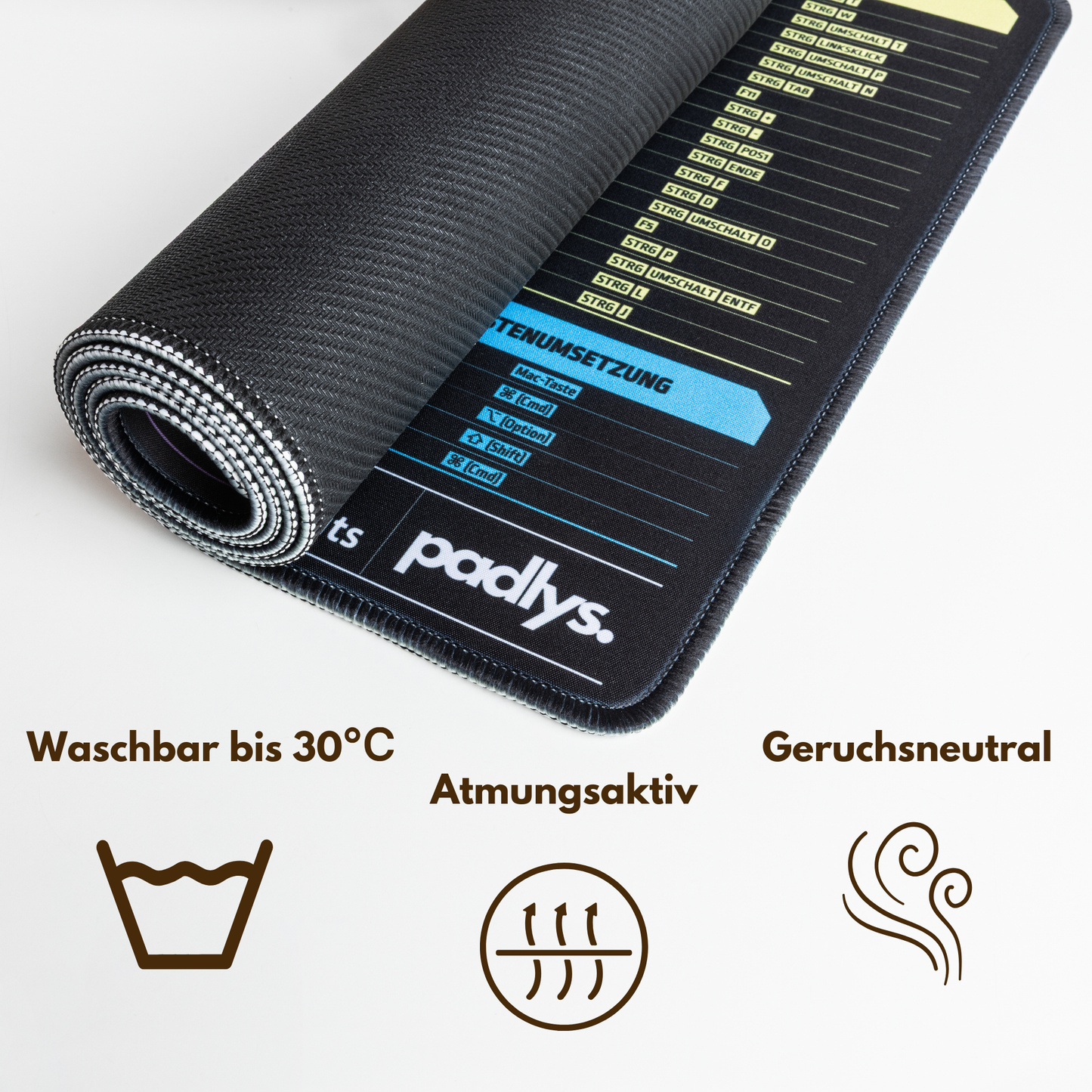 Padlys - Office Mauspad Deutsch – Tastenkombinationen – Made in Germany