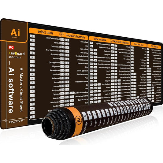 AI Shortcuts Mauspad für Adobe Illustrator lernen - Cheat Sheet - padlys.