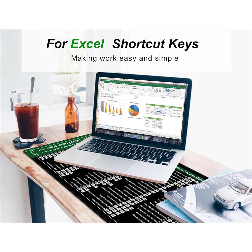 Excel Shortcut Mauspad XXL für Büro & Home-Office, Exel Lernen - padlys.