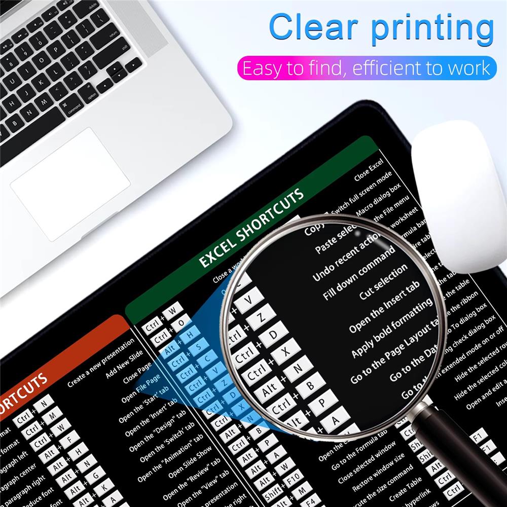 Office Shortcut Mauspad XXL für Excel, Word & PowerPoint NEU - padlys.